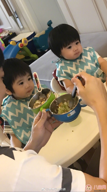 林志颖给可爱双胞胎喂饭 双胞胎辅食怎么喂