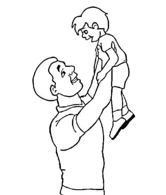 幼儿园父亲节简笔画 爸爸和宝宝一起的简笔画图片素材