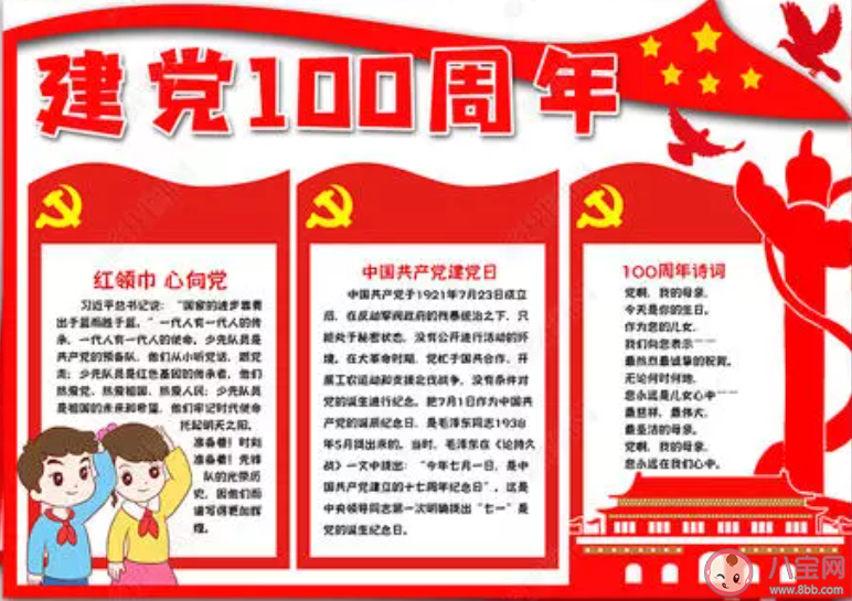 2021建党100周年手抄报图片内容大全 2021建党100周年